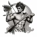 greek god apollo holding bow and arrow tattoo design idea