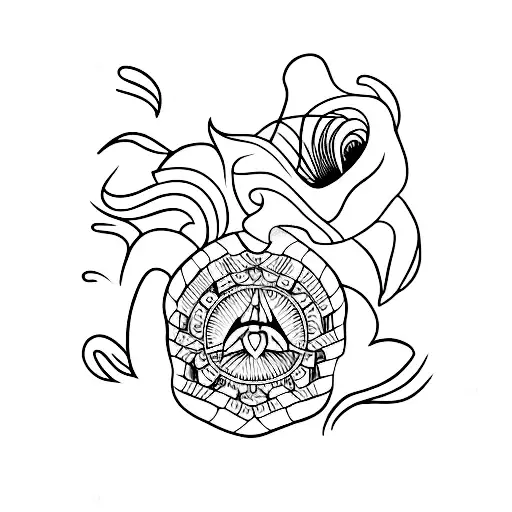 A dotwork tattoo of a sleek sports car parked on a tranquil beach tattoo design idea