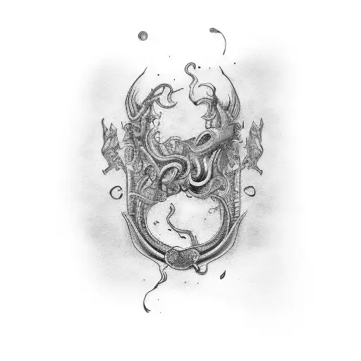scroll with two dates tattoo design idea