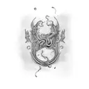 scroll with two dates tattoo design idea