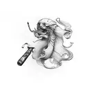 scroll with two dates tattoo design idea