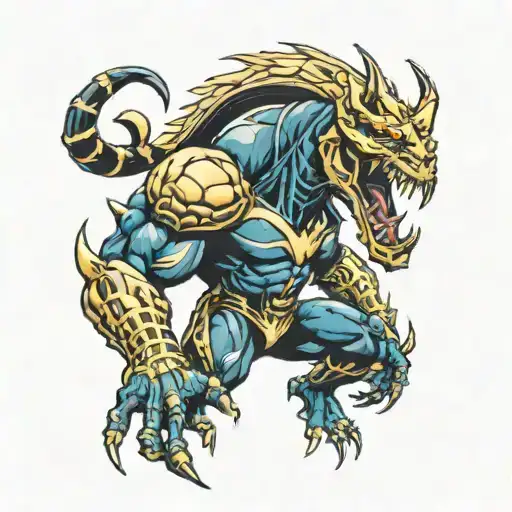 /realistic venom superhero mixed with anubis egiptian god tattoo design idea