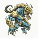 /realistic venom superhero mixed with anubis egiptian god tattoo design idea