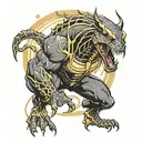 /realistic venom superhero mixed with anubis egiptian god tattoo design idea