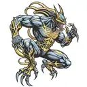 /realistic venom superhero mixed with anubis egiptian god tattoo design idea