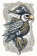pirate parrot skeleton sitting tattoo design idea