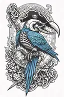 pirate parrot skeleton sitting tattoo design idea