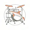 the red whale depicted on the drum set tattoo design idea