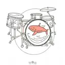 the red whale depicted on the drum set tattoo design idea