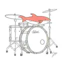 the red whale depicted on the drum set tattoo design idea