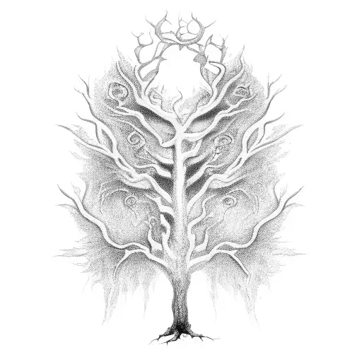 life and death demon wing tree  tattoo design idea