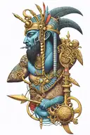 amun ra horus osiris anubus aquarius picies arrow neptune tattoo design idea