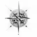 A compass rose intertwined with a wolf tattoo design idea
