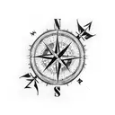A compass rose intertwined with a wolf tattoo design idea