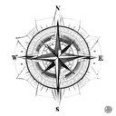 A compass rose intertwined with a wolf tattoo design idea
