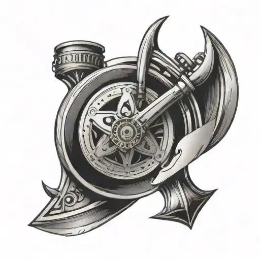 A motorcycle wheel transformed into a spinning ace of spades, representing a love for both speed and luck tattoo design idea