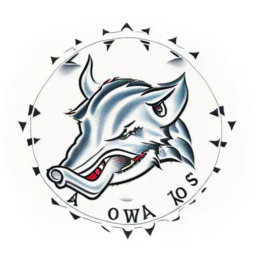 Arkansas razorbacks logo with woo pig motto tattoo design idea