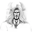 character Alucard with the castle from the Castlevania game to the castle smaller than Alucard just below him tattoo design idea