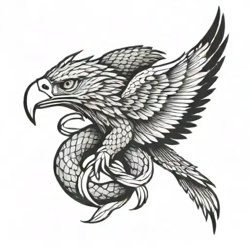 eagle and snake coiled tattoo design idea