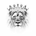 realistic lion with crown tattoo design idea