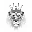 realistic lion with crown tattoo design idea