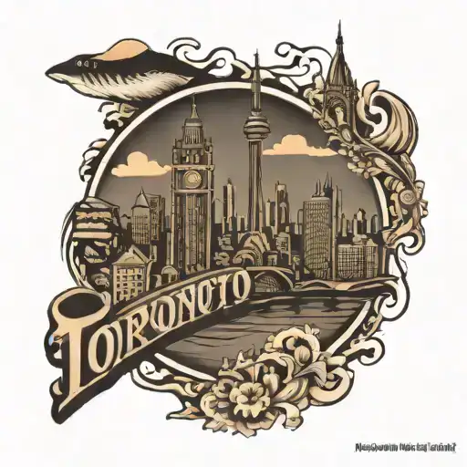 Toronto and London skyline tattoo design idea
