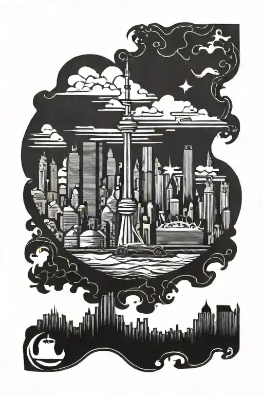 Toronto London skyline tattoo design idea