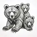 bear with 2 cubs tattoo design idea