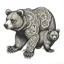 bear with 2 cubs tattoo design idea