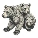 bear with 2 cubs tattoo design idea