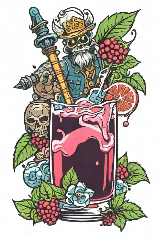 Fortnite flowberry fizz with alcohol brand  tattoo design idea