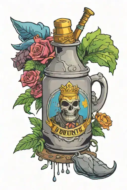 Fortnite chug jug with alcohol brand logo tattoo design idea