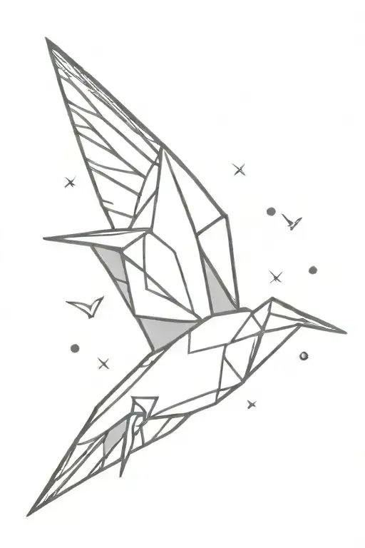 paper crane bird tattoo design idea