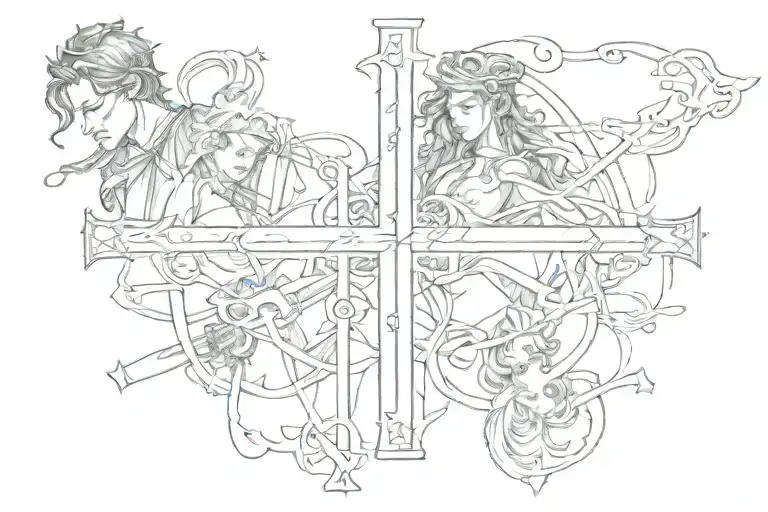 cross word Jeremiah, Aiden, Genevieve  tattoo design idea