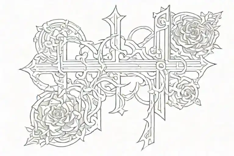 cross word Jeriah, Aiden, Genevieve  tattoo design idea