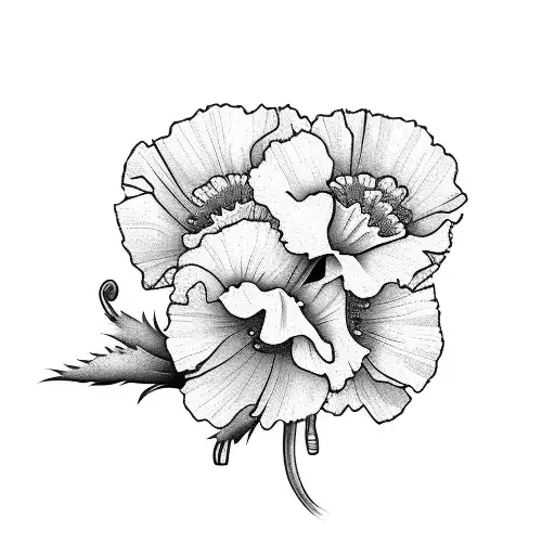 poppies, daffodils, and carnations tattoo design idea