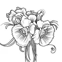 daffodils, carnations and poppies tattoo design idea