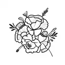 poppies, daffodils, and carnations tattoo design idea