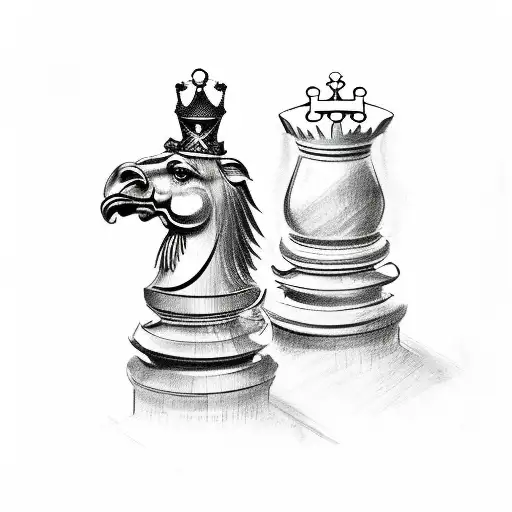 grandfather clock as a king chess piece tattoo design idea