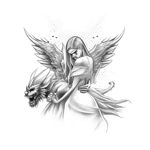 angel vs demon tattoo