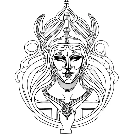 hel goddess bust statue tattoo design idea