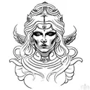 hel goddess bust statue tattoo design idea