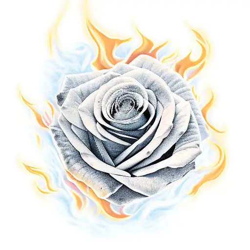 a rose in the fire tattoo design idea