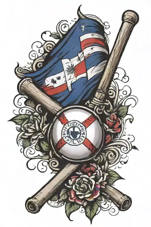 Dominican Republic flag with a baseball bat tattoo design idea