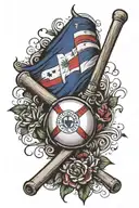 Dominican Republic flag with a baseball bat tattoo design idea