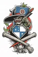 Dominican Republic flag with a baseball bat tattoo design idea