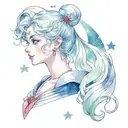 sailor moon surrounded by stars tattoo design idea