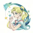 sailor moon surrounded by stars tattoo design idea
