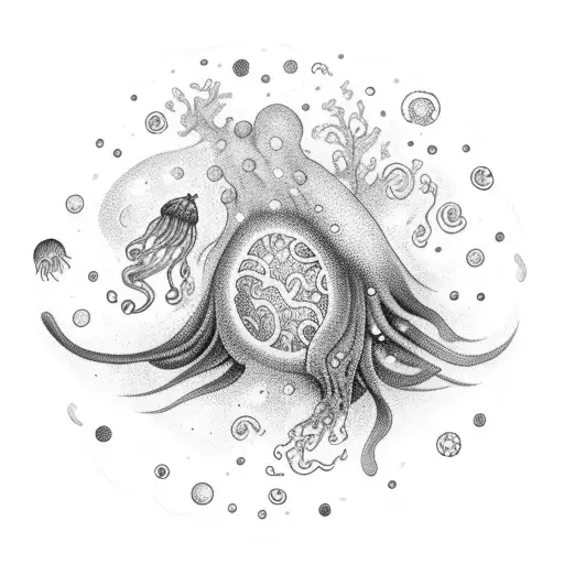 Underwater galaxy with jellyfish constellations tattoo design idea