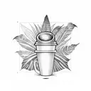 Coffee cup with tropical plants as steam tattoo design idea